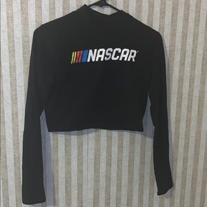Black crop long sleeve, with a nascar logo